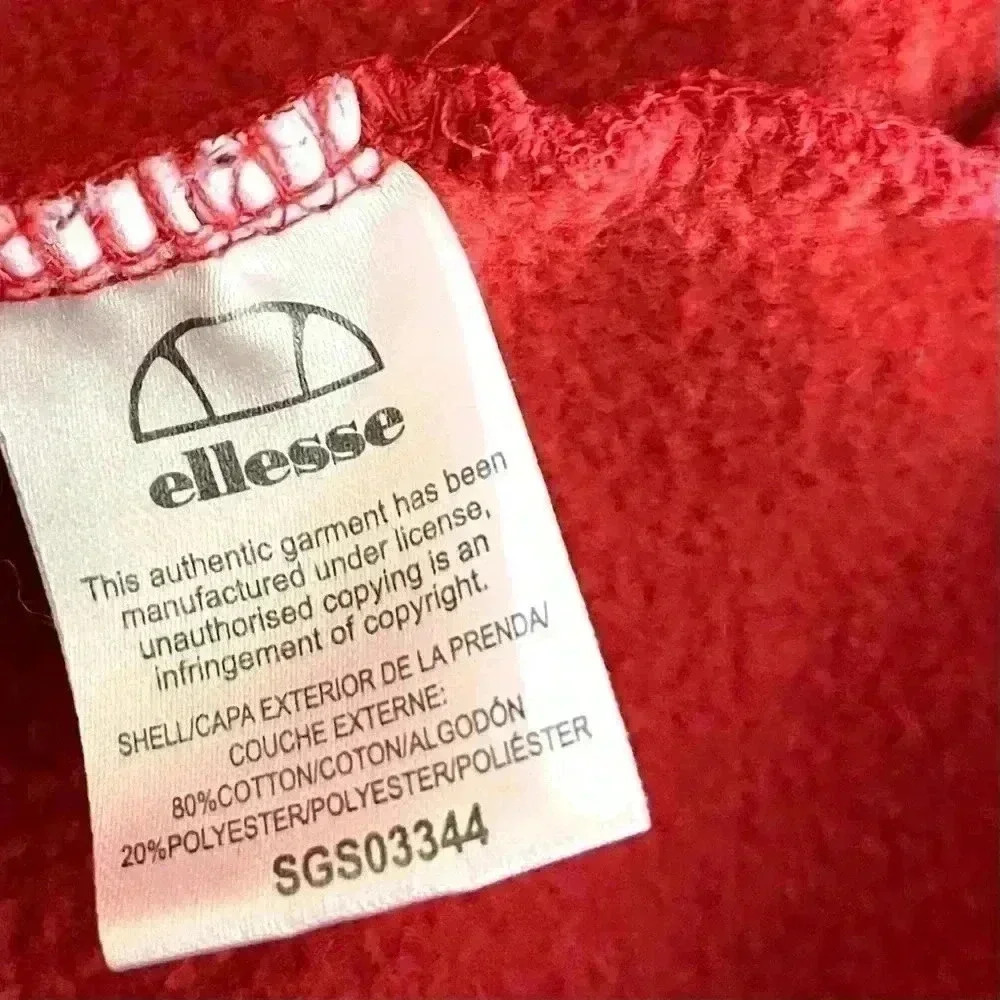 Ellesse Gottero Red W/ White Classic Logo Hooded Sweatshirt Size S - Picture 12 of 13